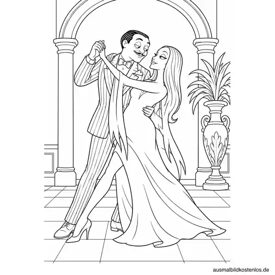 Morticia und Gomez tanzen Tango