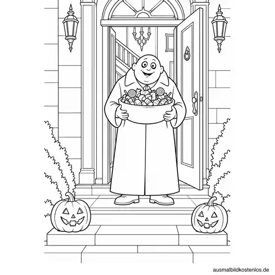 Onkel Fester verteilt Halloween Bonbons