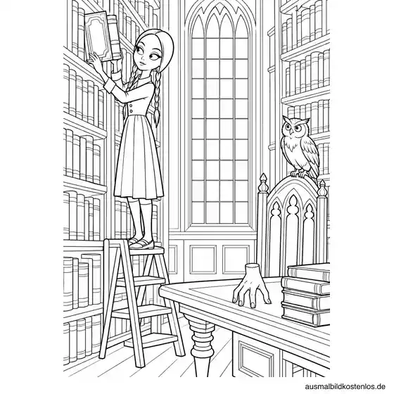 Wednesday entdeckt die Familienbibliothek