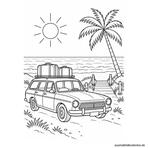 Urlaubskombi am sonnigen Strand