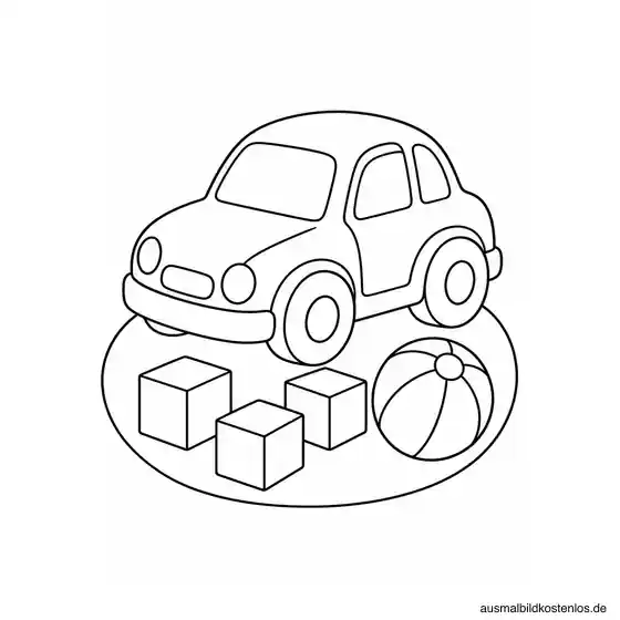 Spielzeugauto zwischen großen Bauklötzen