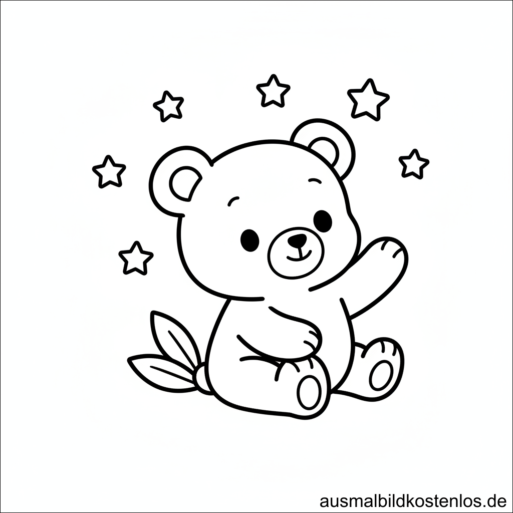Ausmalbild Bär Sterne