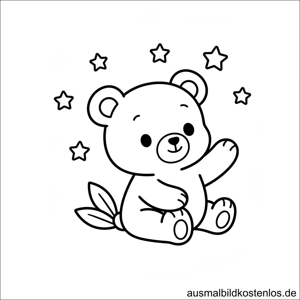 Bär mit Sternen Ausmalbild für Kinder