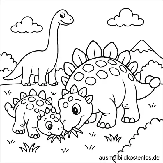 Brachiosaurus mit Stegosaurus Ausmalbild zum Drucken