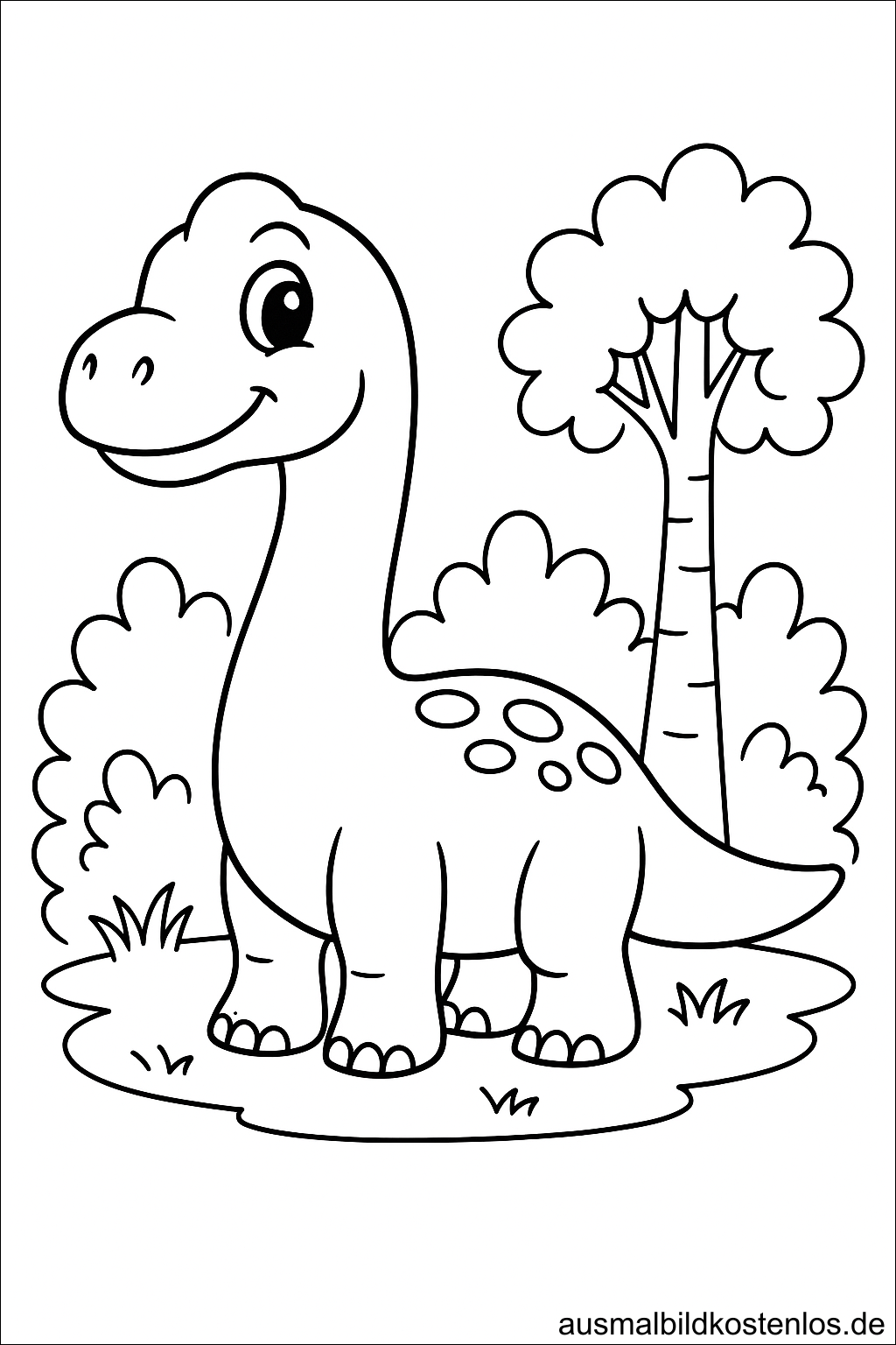 Dinosaurier Malvorlage – Süßer Brontosaurus zum Ausmalen