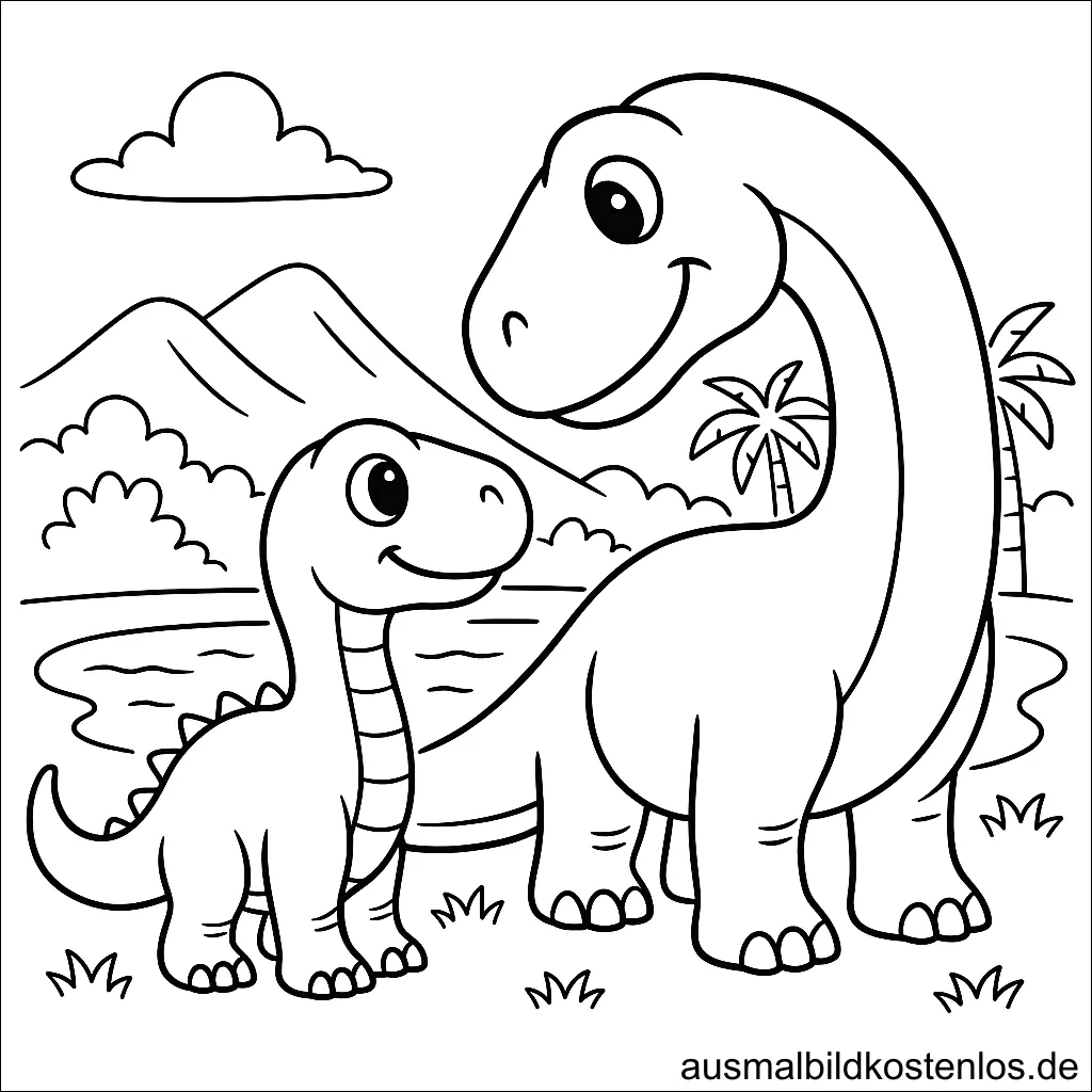 Dinosaurier Malvorlage – Süße Baby-Dinos zum Ausmalen