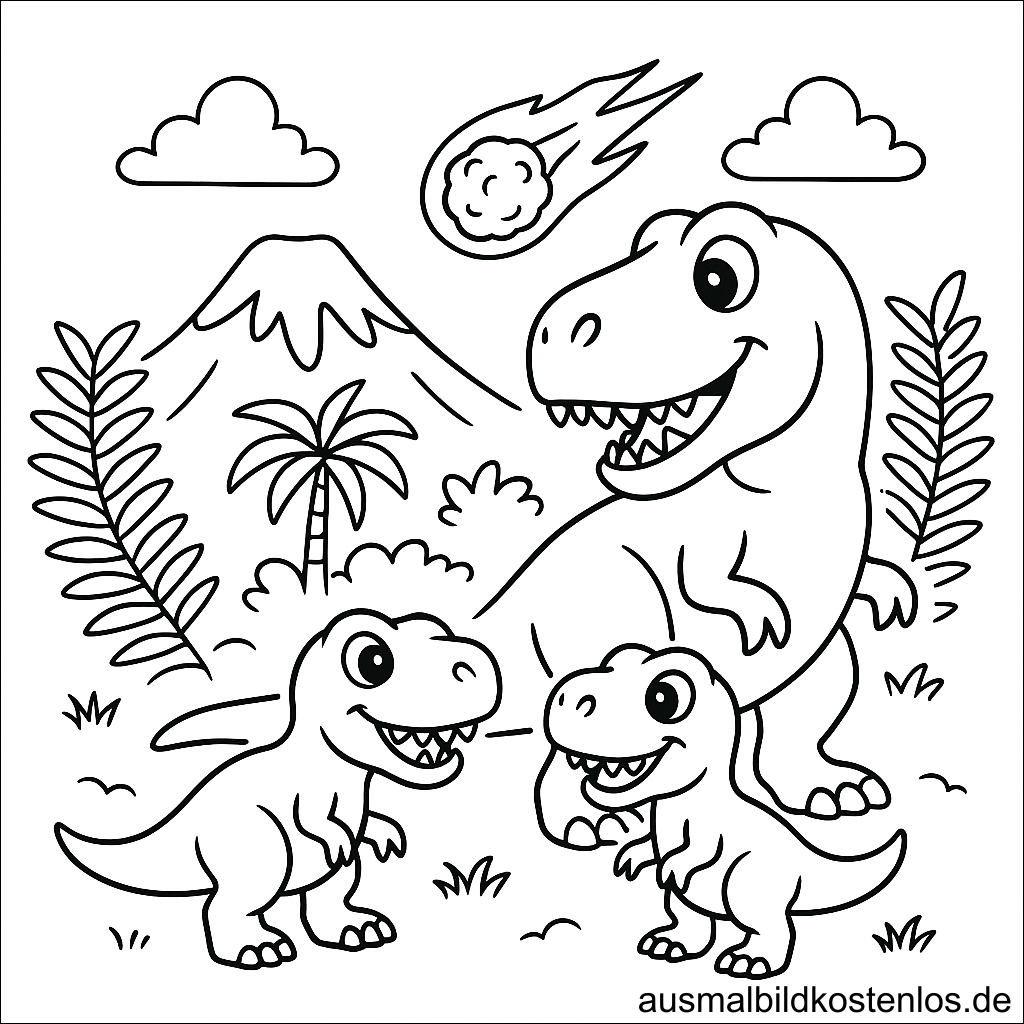 T-Rex Dinosaurier Malvorlage kostenlos Ausmalbild