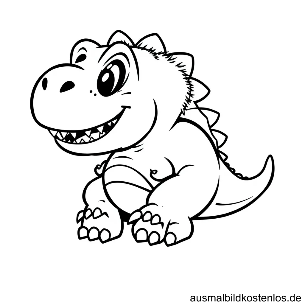 Dinosaurier Malvorlage – Süßer T-Rex zum Ausmalen