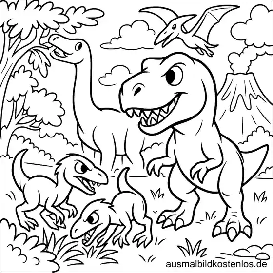 Dinosaurier Malvorlage – Süße Urzeitkreaturen