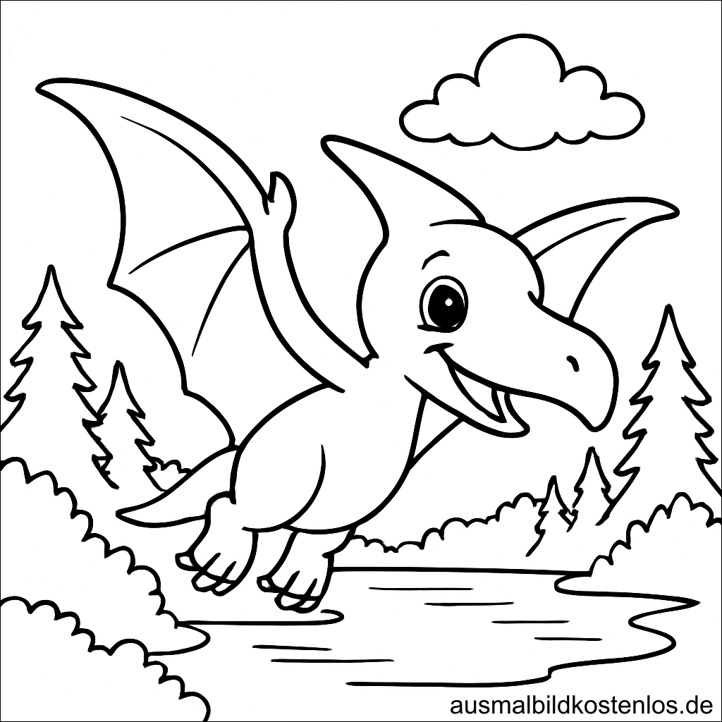 Flugsaurier Pterodaktylus Ausmalbild – Kostenlos zum Drucken