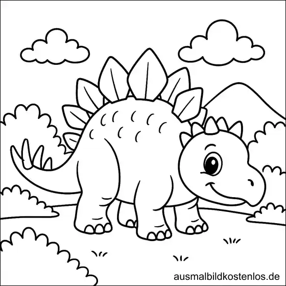 Ausmalbild Stegosaurus für Kinder kostenlose Malvorlage