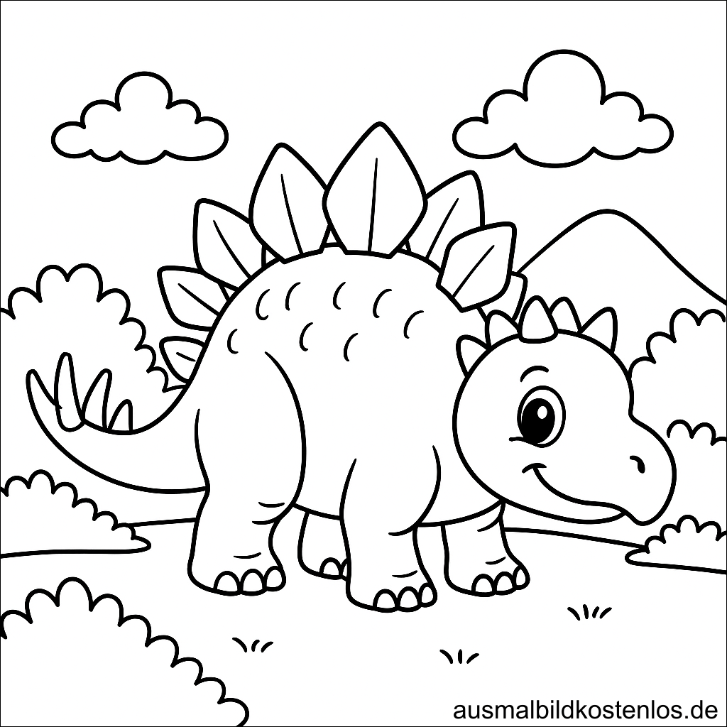 Ausmalbild Stegosaurus für Kinder kostenlose Malvorlage