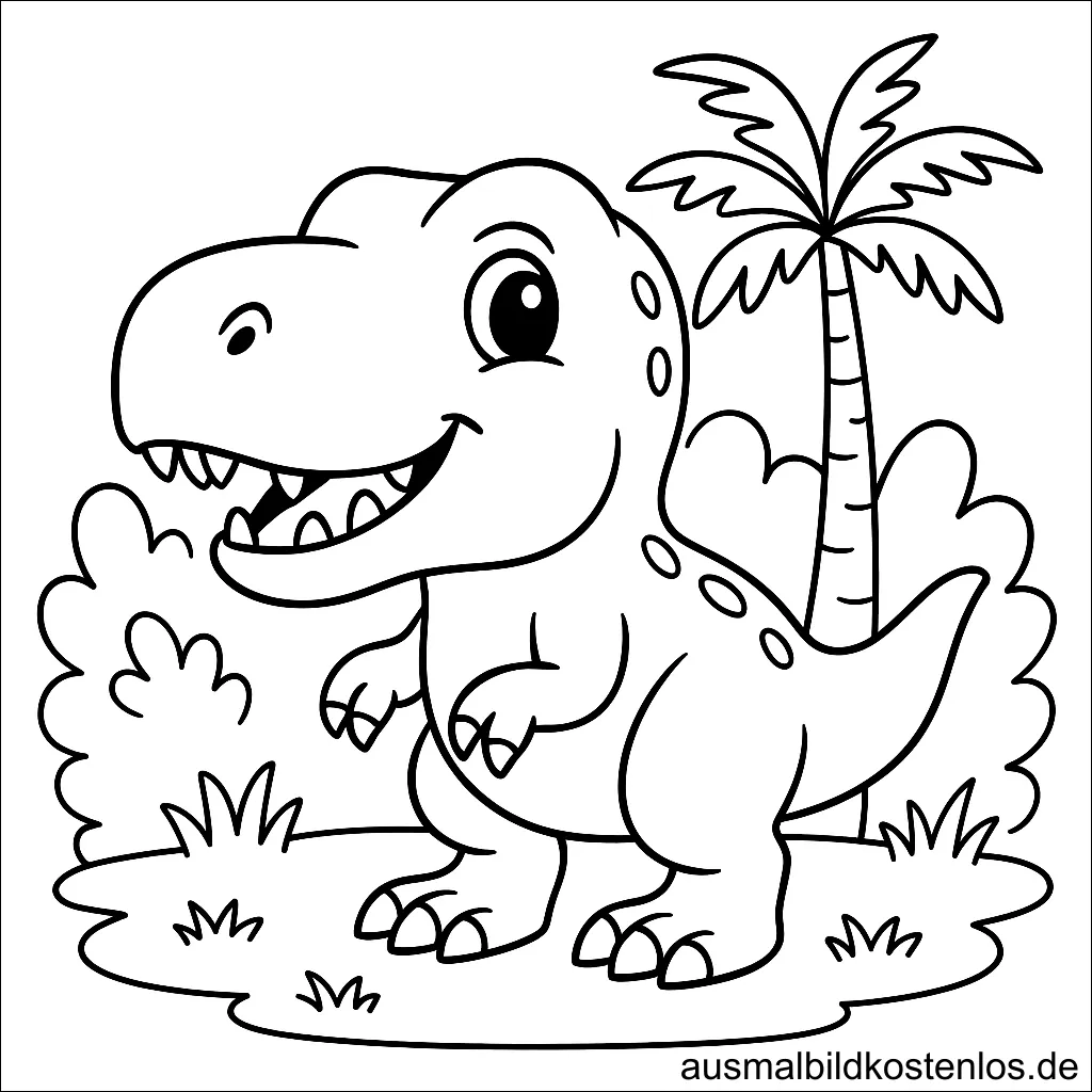 T-Rex Dinosaurier Malvorlage - Tyrannosaurus zum Ausmalen