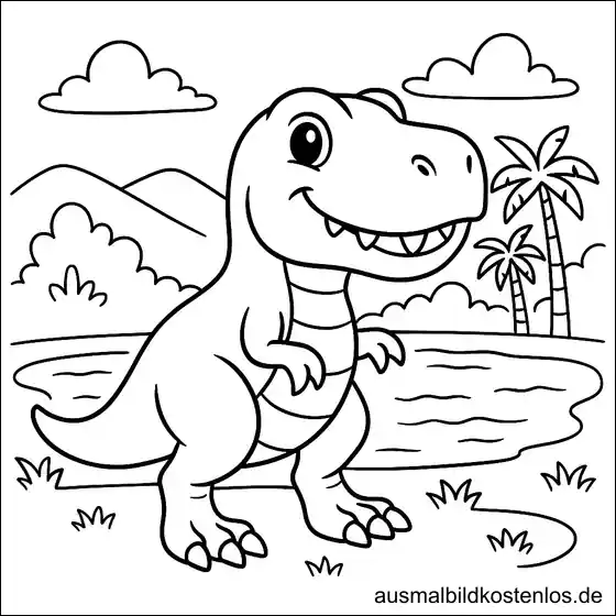 Dinosaurier Malvorlage – T-Rex zum Ausmalen