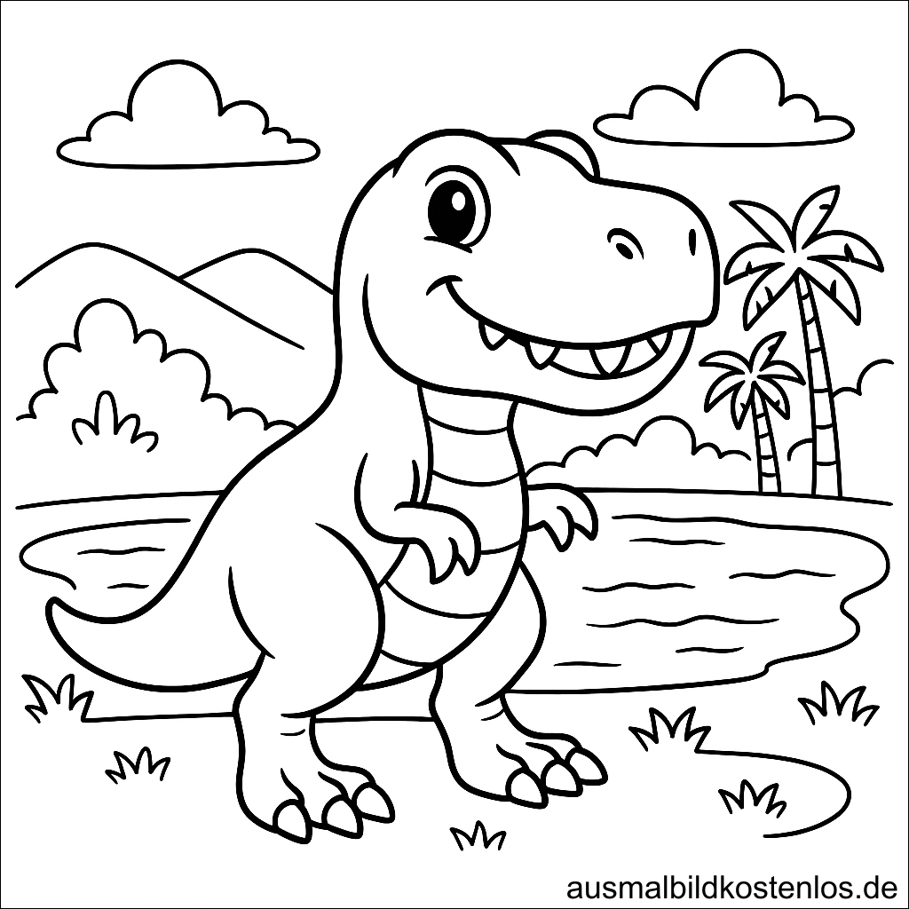 Dinosaurier Malvorlage – T-Rex zum Ausmalen