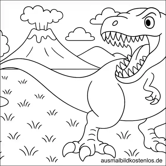 Tyrannosaurus Malvorlage – gefährlicher Dino zum Ausmalen für Jungs