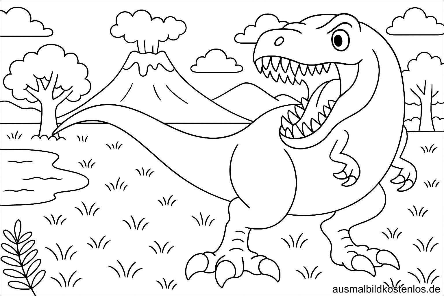 Tyrannosaurus Malvorlage – gefährlicher Dino zum Ausmalen für Jungs