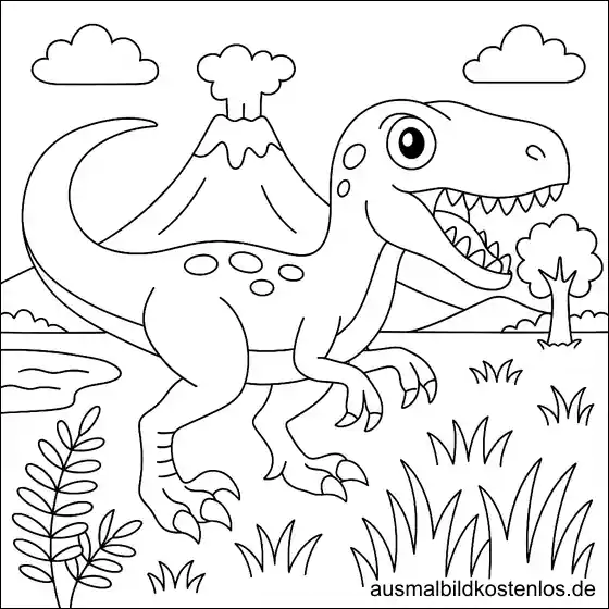 Dinosaurier Malvorlage – Süßes T-Rex Ausmalbild
