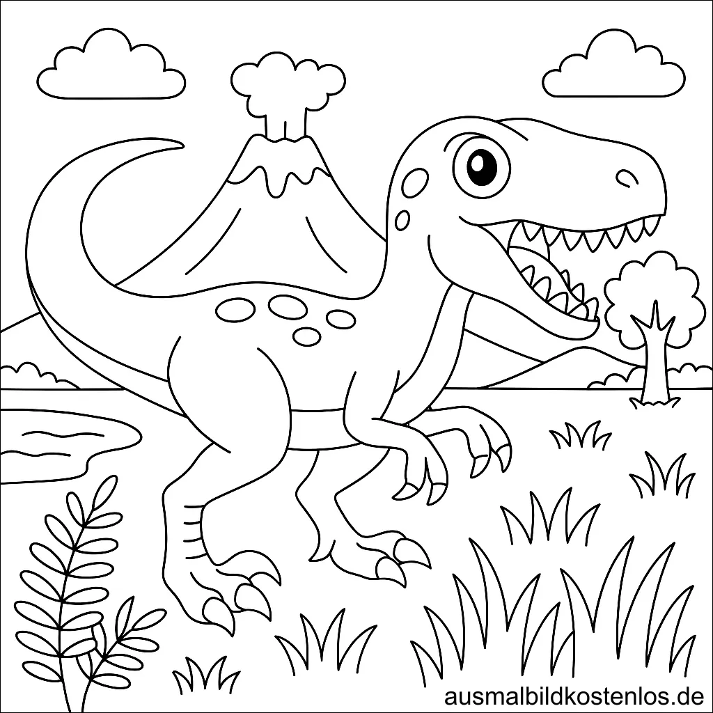 Dinosaurier Malvorlage – Süßes T-Rex Ausmalbild