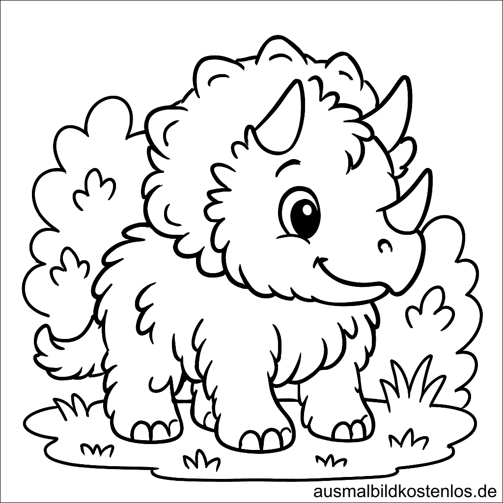 Triceratops Ausmalbild – Süßes Dino-Motiv für Mädchen