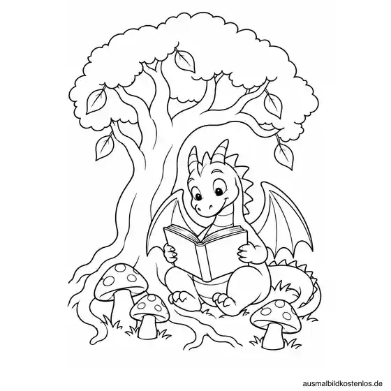 Drache liest im Zauberwald
