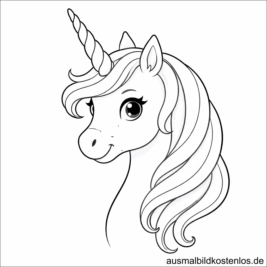 Einhorn Kopf Porträt - kostenlose Malvorlage