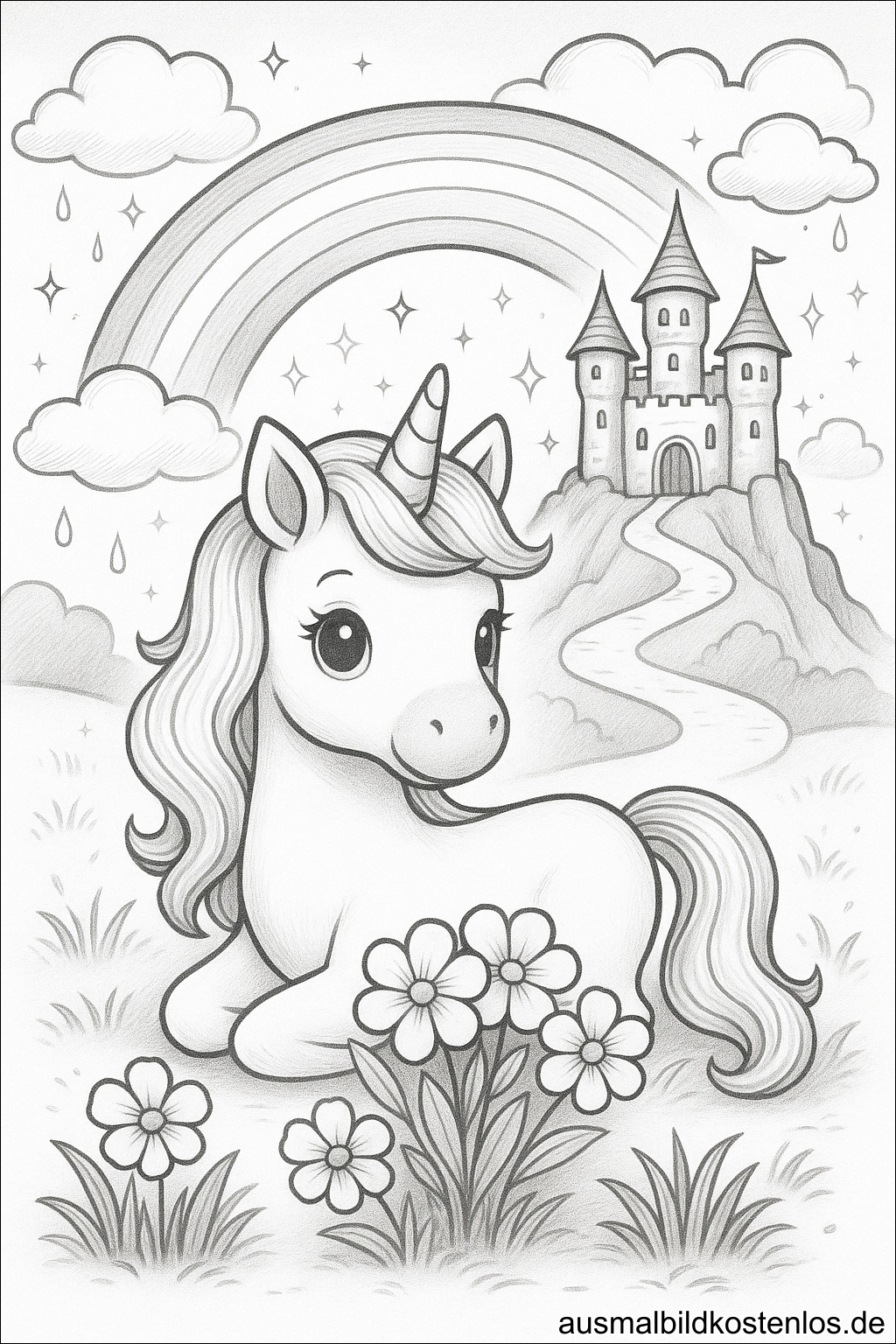 Einhorn mit Schloss & Regenbogen