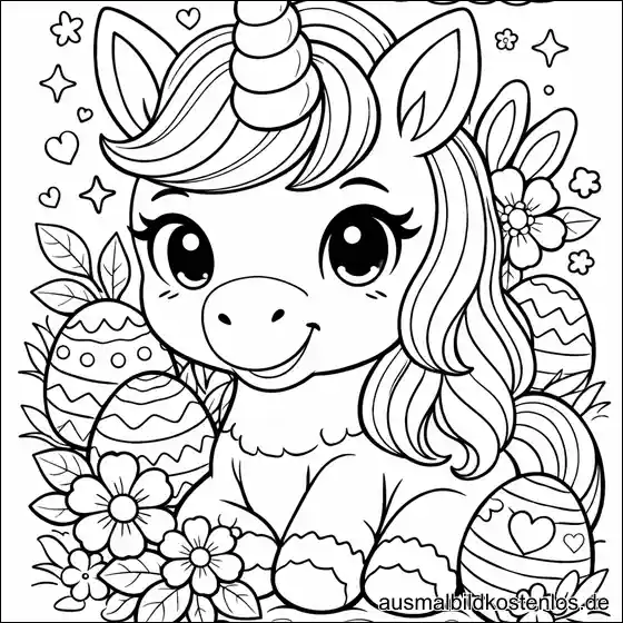 Osterhase mit Ostereiern - kostenlose Malvorlage