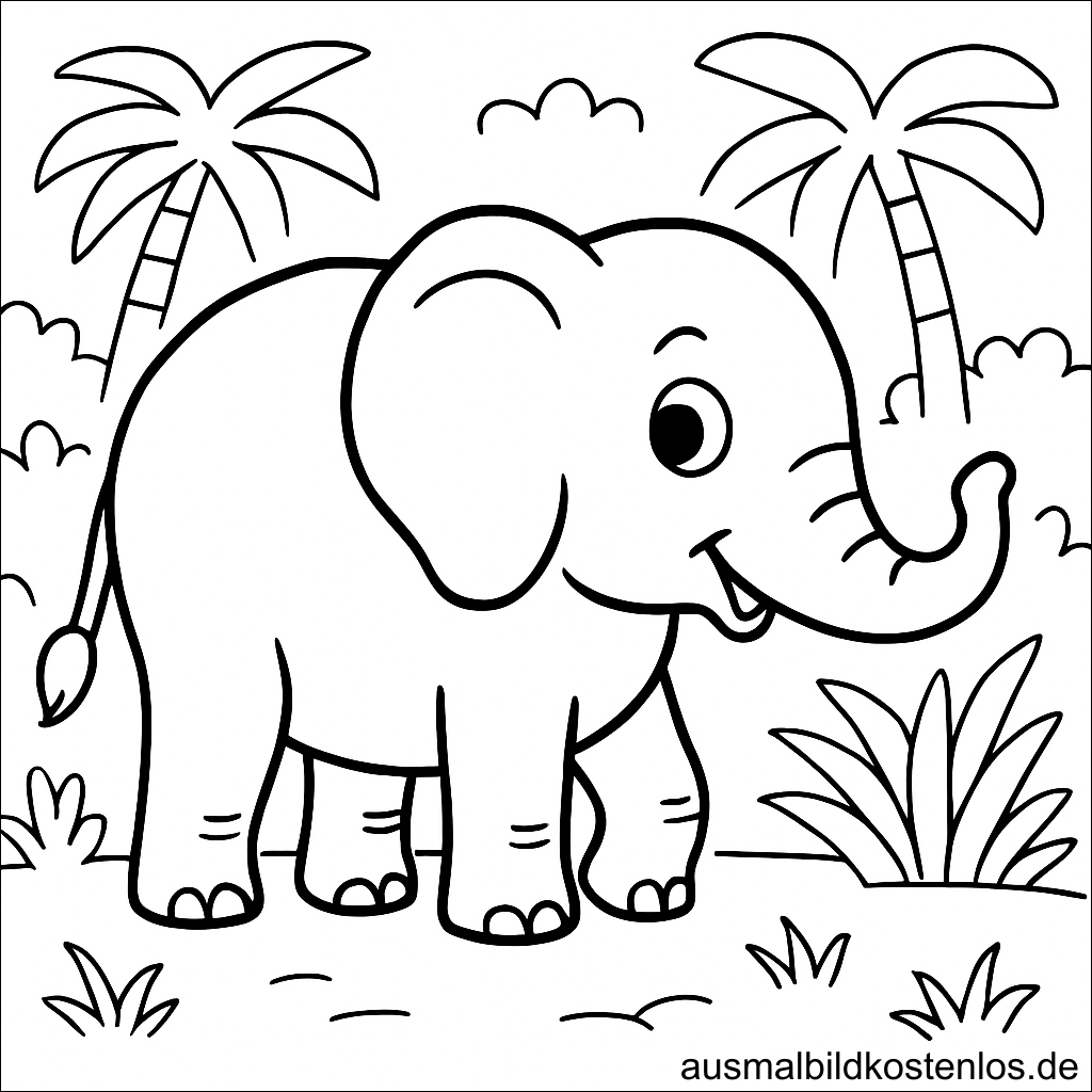Elefant Malvorlage zum Ausmalen | Kostenlos