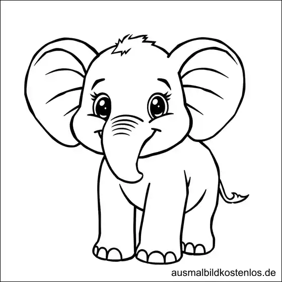 Elefantenbaby Ausmalbild gratis