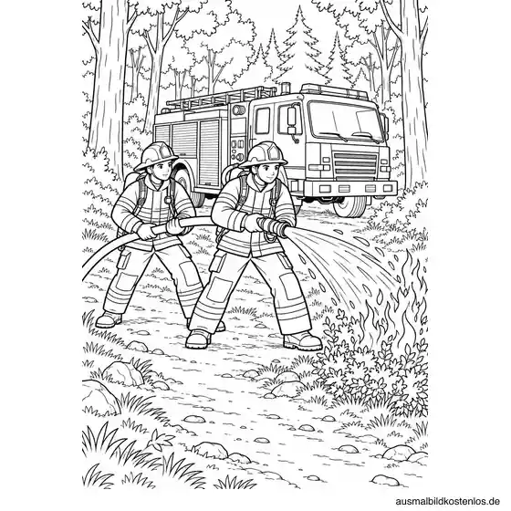 Feuerwehr löscht einen kleinen Waldbrand