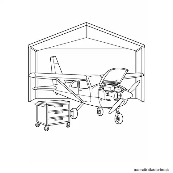 Flugzeug bei der Wartung im Hangar