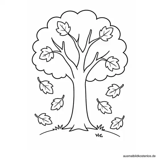 Herbstbaum mit großen Blättern