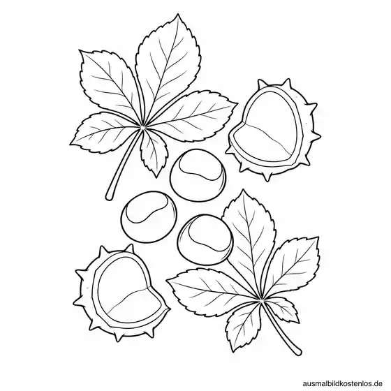 Große Kastanien zwischen Herbstblättern