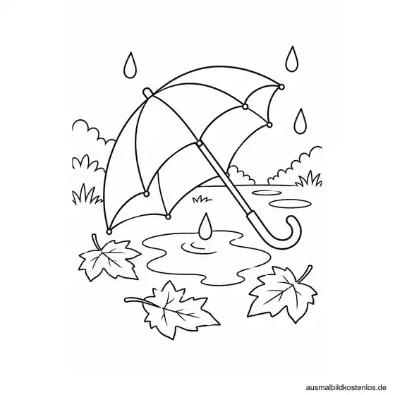 Großer Regenschirm im Herbstregen