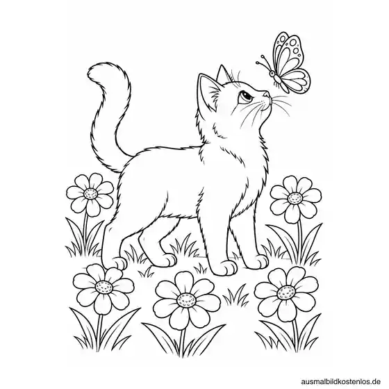 Katze entdeckt einen Schmetterling