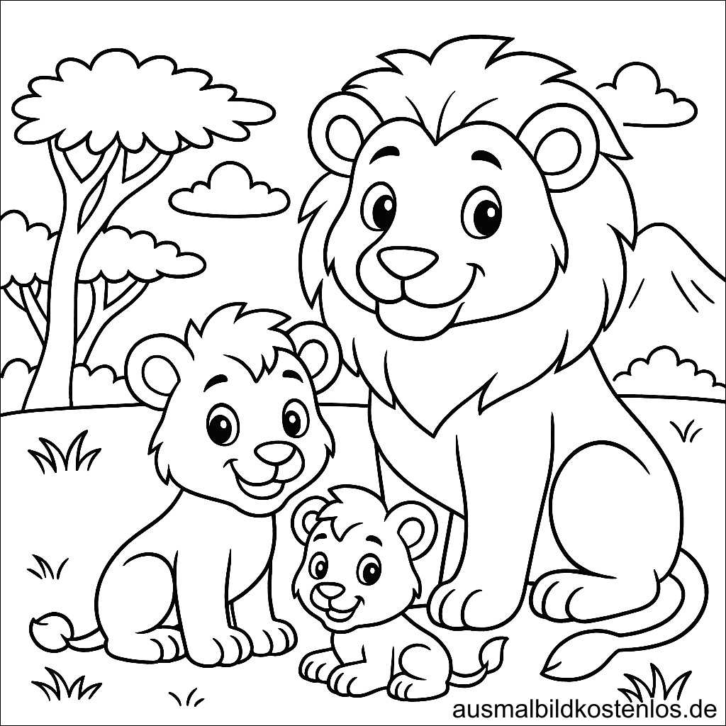 Babylöwe, Löwenkind, Löwe - Malvorlage gratis