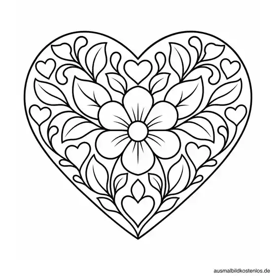 Blumen und Herzblätter als Mandala zum Muttertag