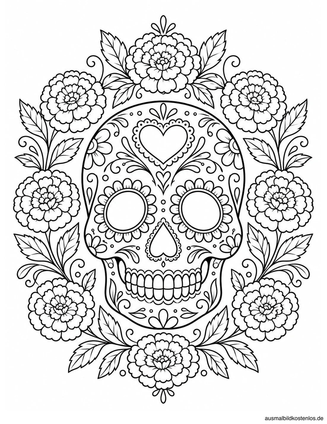 Mandala zum Día de los Muertos mit Zuckerschädel