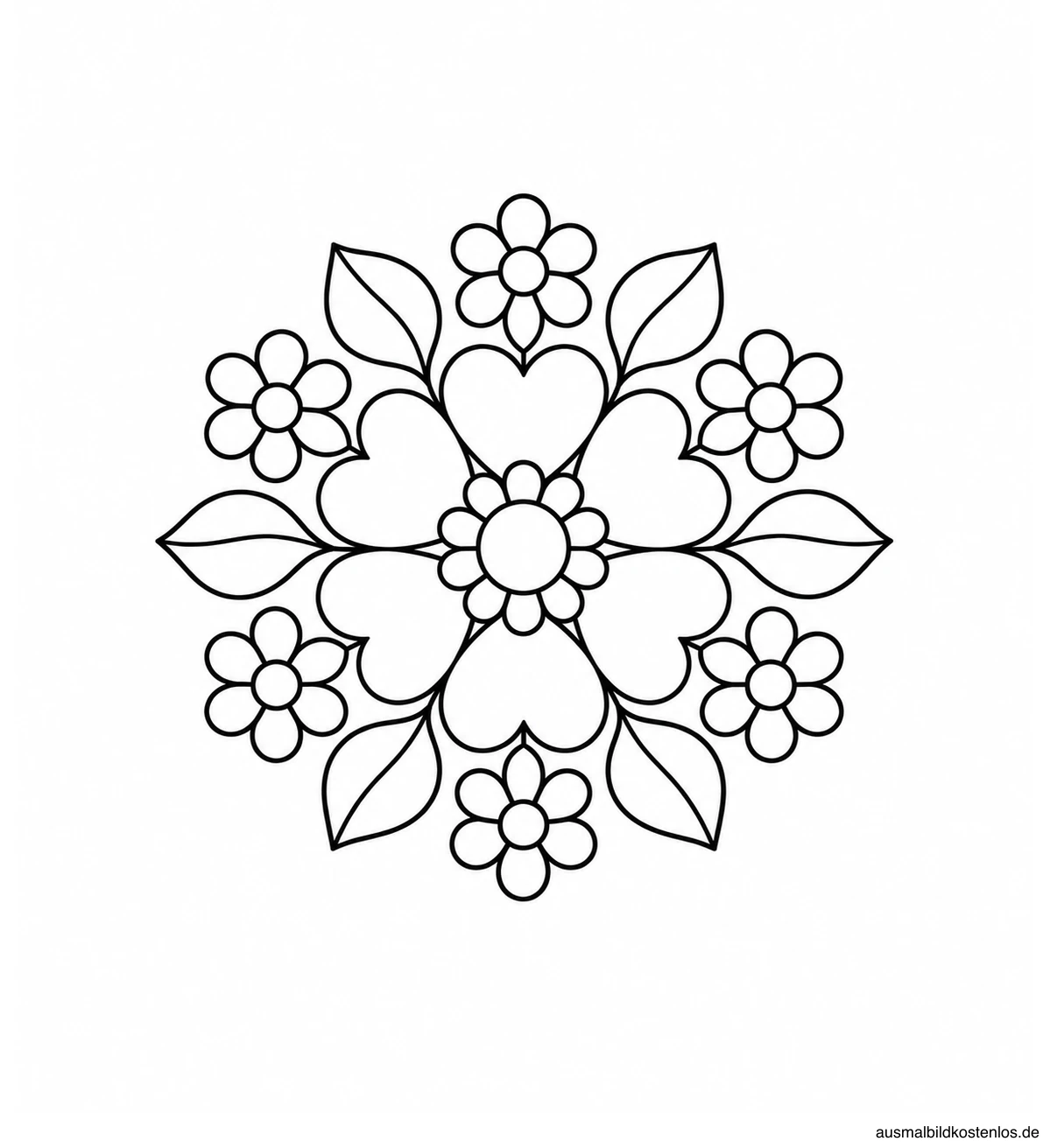 Blumen und Herzblätter als Mandala zum Muttertag