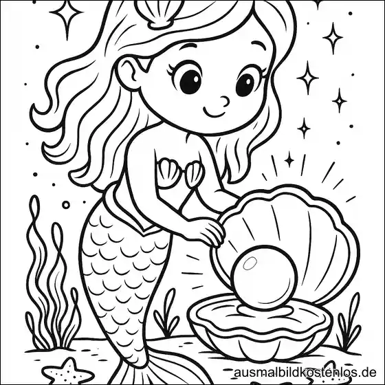 Meerjungfrau mit Muschel und Perle