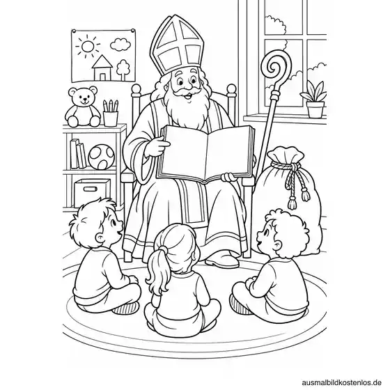 Nikolaus besucht die Kinder im Kindergarten