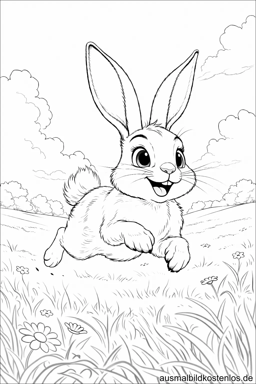 Laufender Osterhase - gratis Ausmalbild