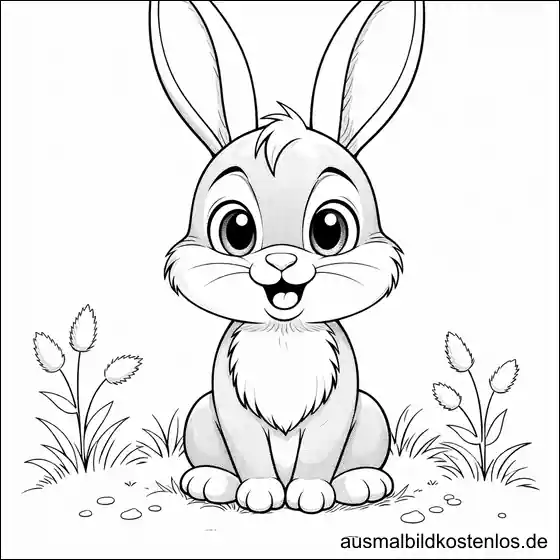 Sitzender Osterhase - gratis Ausmalbild