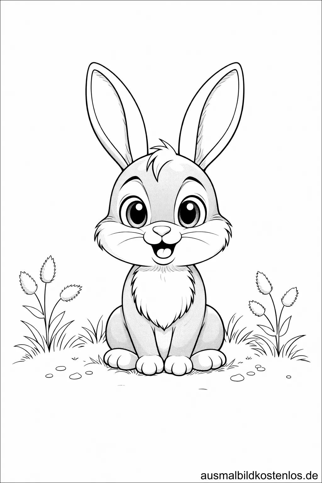 Sitzender Osterhase - gratis Ausmalbild