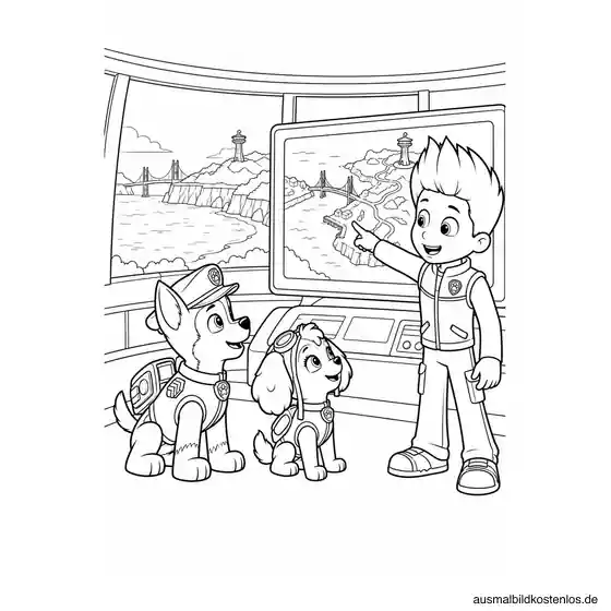 Paw Patrol Ausmalbild: Ryder plant den nächsten Einsatz