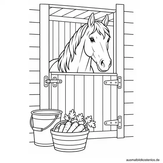 Pferd vor dem Stall auf dem Bauernhof