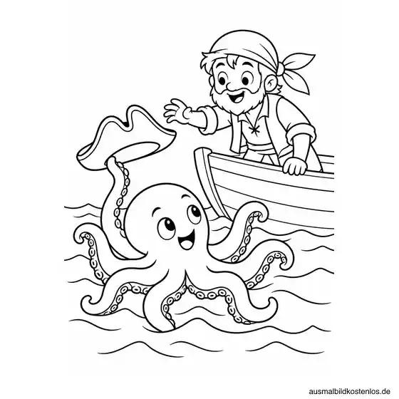 Pirat und freundlicher Oktopus