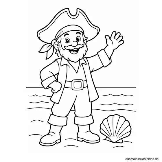 Kleiner Piratenkapitän am Strand