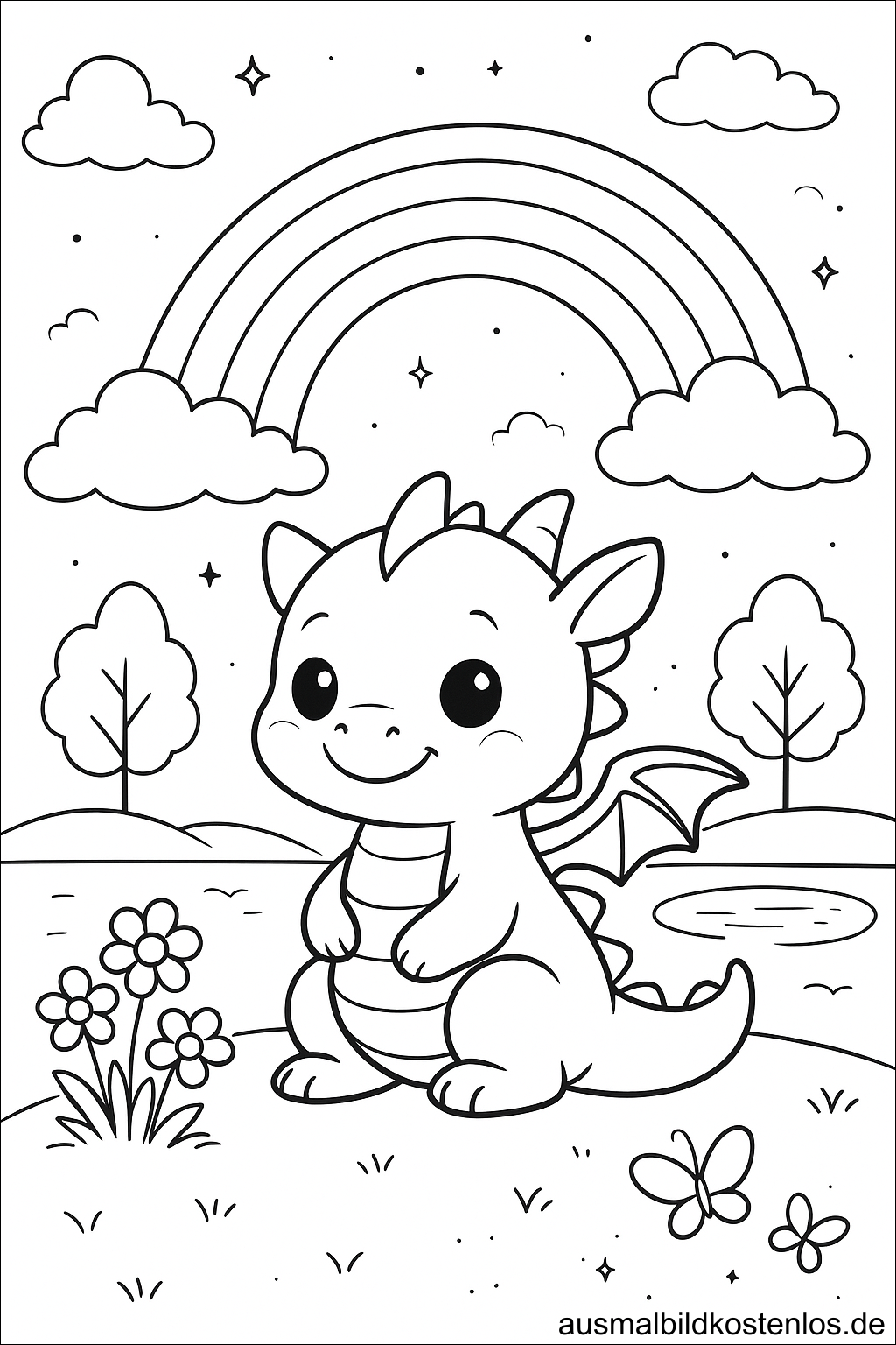 Baby Drache im Regenbogenland